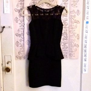 Black Peplum Lace Bandage Dress